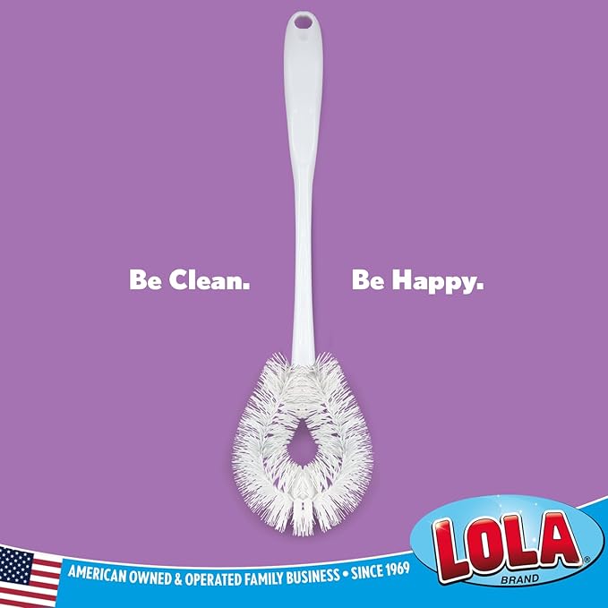 LOLA Toilet Bowl Brush w/Curved Head 4 Pack Coated Wire Durable Poly Bristles Reaches Under Toilet Bowl Rim