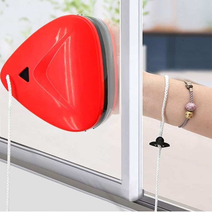 Glass Cleaning Tools Magnetic Window Cleaner Triangle Shape Double-Side Glass Wiper Abs Plastic Anti-Rust Cleaning BrushRed 5~28mm