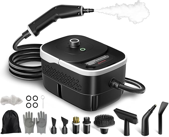 High Pressure Steam Cleaner Household Handheld Steam Cleaner with 1500W High-Power Steam 1.6L Capacity Water Tank Adjustable 3-Mode Output Portable Cleaner for Kitchen Fume Sofa (Upgrade version)