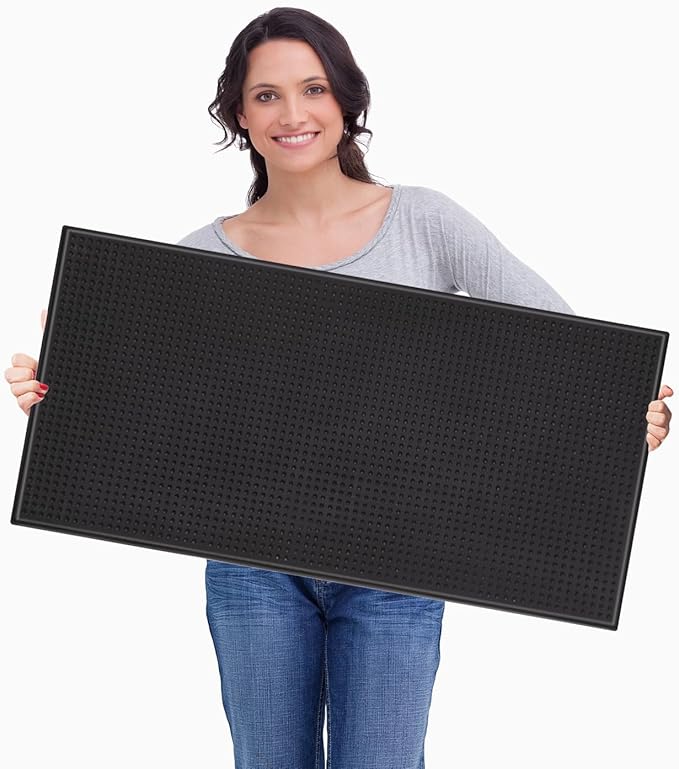 4 Pack Bar Mat Dish Drying Mat Large 31.5in x 12in Rubber Thick Durable Service Bar Mat for Home Kitchen Countertop Mat Espresso Coffee Bar Mat Black