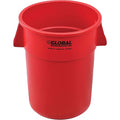 Global Industrial Commercial Round Trash Can 55 Gallon Capacity Plastic Garbage Can Indoor and Outdoor Utility Trash Can Red 26-1/4W x 33-1/8H No Lid
