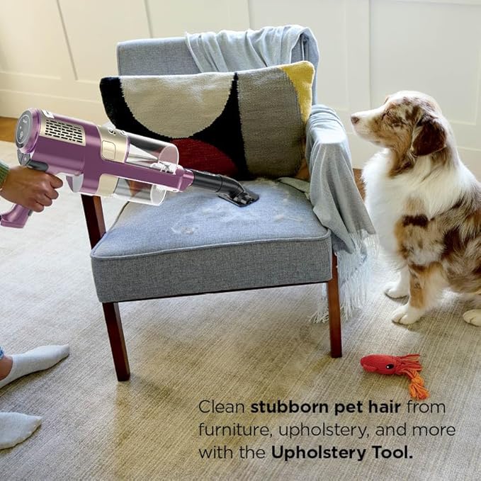 Shark POWERDETECT Ultra-Light Corded Stick Vacuum with DuoClean Technology Self-Cleaning Brushroll for No Hair Wrap Anti-Allergen Complete Seal and Odor Neutralizer Technology Purple HZ4001AMZ