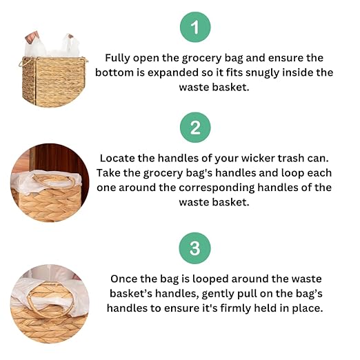 AppliaFit Wicker Trash Can - Fits Grocery Shopping Bags - Waste Basket for Reusing Grocery Shopping Bags (2-Pack)