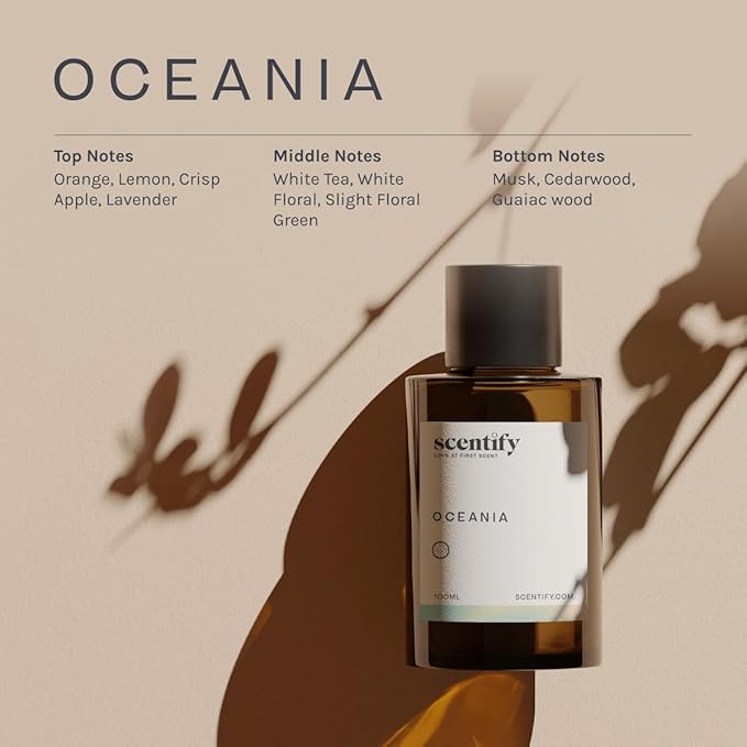 Scentify Oceania Aroma Oil Refill Scent for Oil Diffusers - Orange Apple White Tea Lavender Scents - Luxurious Relaxing Aromatherapy Diffuser Fragrance 100ml 3.38 oz