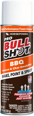 Bull Shot BBQ Pro Foaming Grill Cleaner AS SEEN ON TV Professional Strength Foam Spray Emulsifies Burnt Grease &amp Char on Grates Racks Pans Smokers &amp Griddles Cleans in Just 10 Min - Made