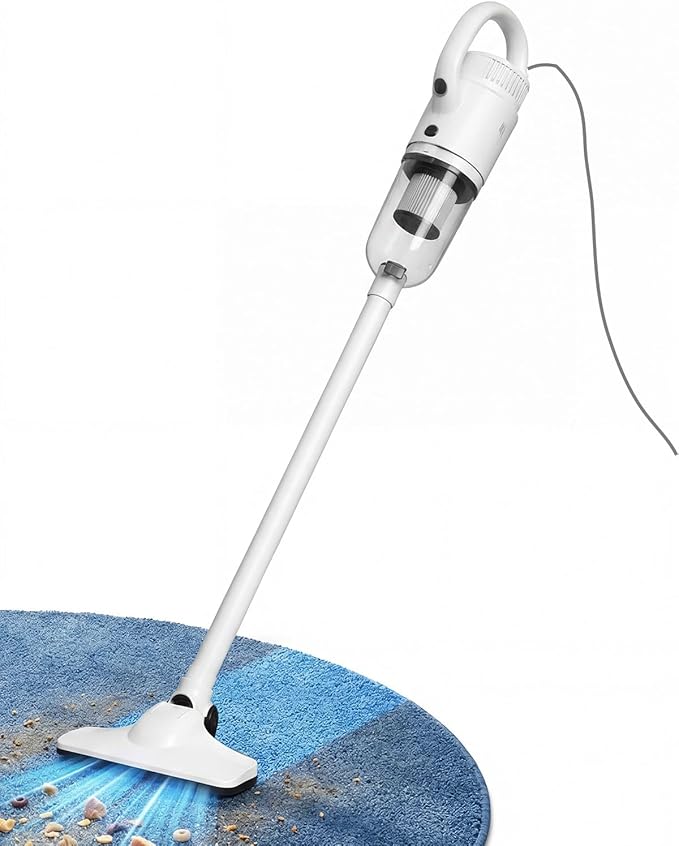 Lightweight Corded Stick Vacuum Cleaner 2-in-1 Handheld Vacuum with Floor Brush &amp Crevice Tool 13 ft Power Cord HEPA Filter Ideal for Apartments Dorm Rooms and Everyday Home Cleaning