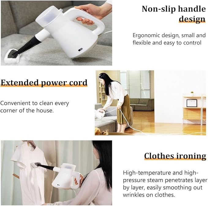 Steam Cleaner Natural Steam Cleaner Natural Multi-Surface Handheld Steam Cleaner 1000w Powerful 3.5 Bar High Temperature Pressurized Cleaner with Lock and 8 Accessories Kit for Car Home Bedroom