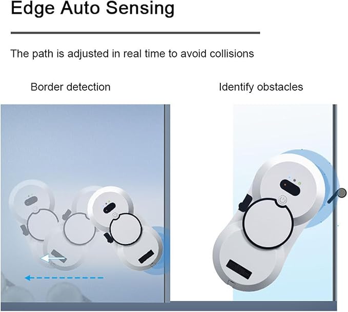 Intelligent Window Cleaning Robot Indoor and Outdoor Wet and Dry Use Remote Control Intelligent Edge Detection System Suitable for Windows Tiles Bathrooms Black