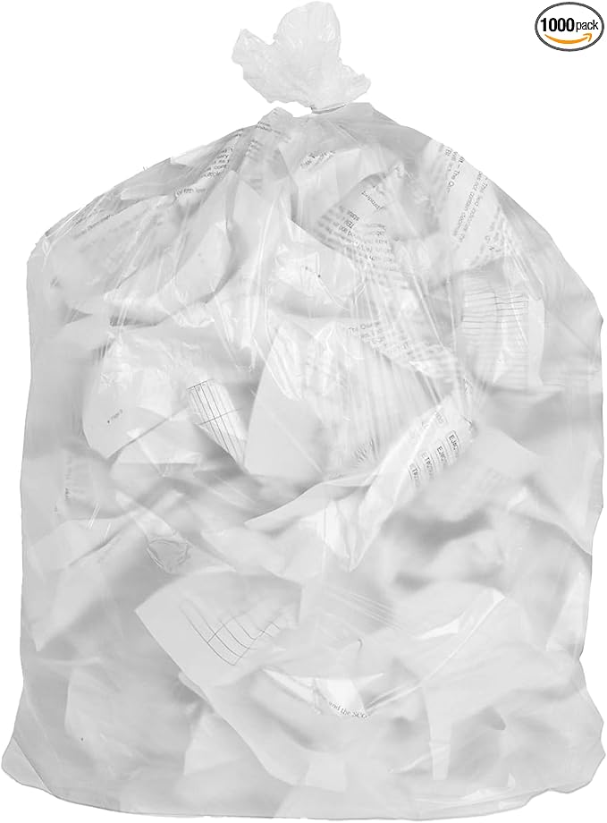 APQ Outdoor Trash Bags Large 24 x 33 Pack of 1000 Clear Trash Can Liners Thin 0.24 Mil Polyethylene Big Garbage Bags Unscented Leakproof Waste Basket Bags 12-16 Gallons Kitchen Waste Basket Liner