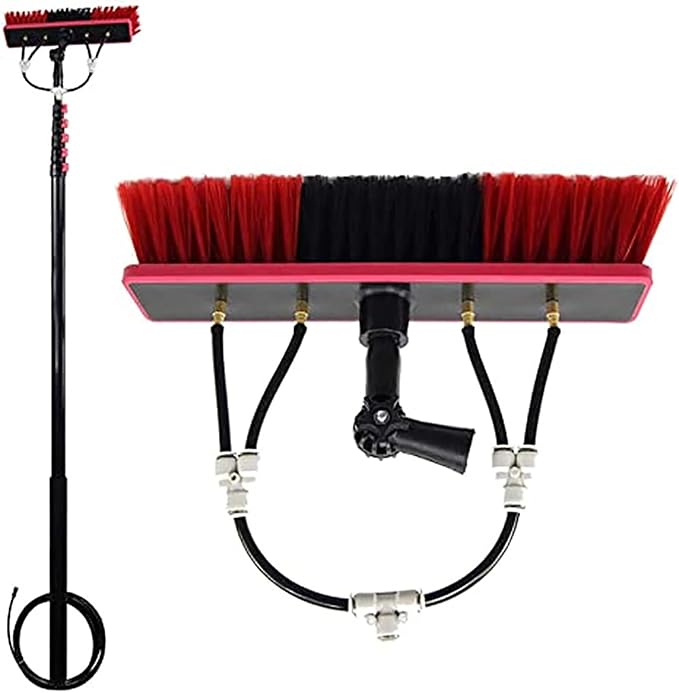Window Cleaning Pole Telescopic Long Reach Extended Extension Solar Panel Conservatory Window Cleaner Hose Fed Brush Kit36FT/10.8m