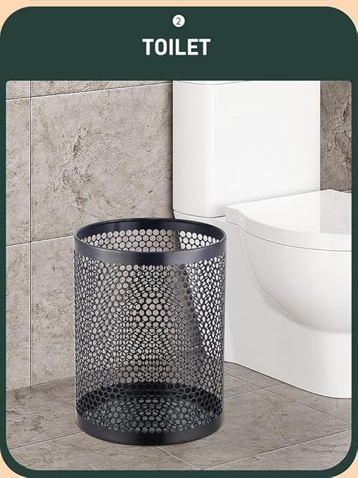 Mesh Wastebasket Round Mesh Stainless Steel Wastebasket Trash Can Recycling Bin for Home Office Bathroom Bedroom &amp Kitchen 3.5 Gallon / 12L 11 H x 10 D Garbage Can-Gold