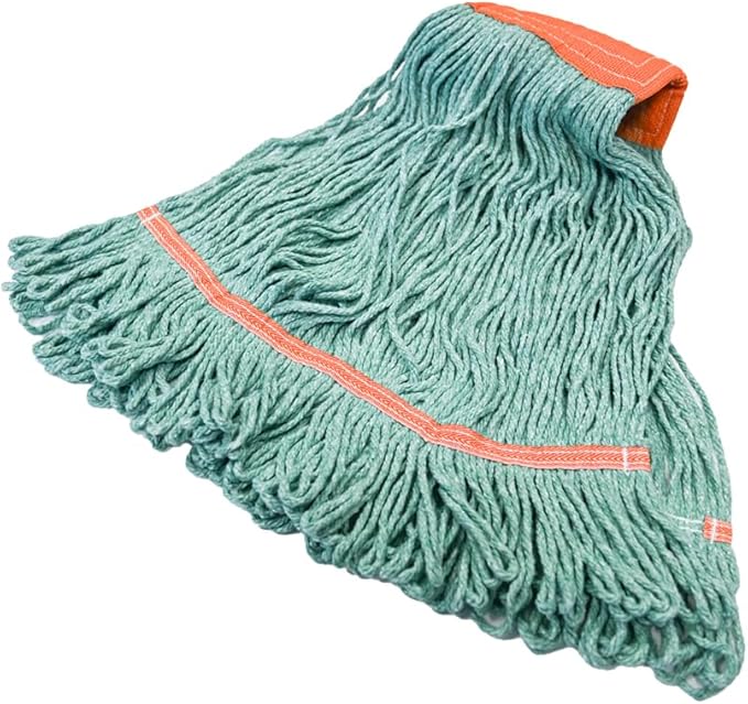Nine Forty 2-Pack Industrial and Commercial-Grade Looped End Wet Mop Head Refill - Heavy Duty 20 Inch 4-Ply Premium Synthetic Yarn - for Optimal Absorption and Durability - Green (2 Pack Large)