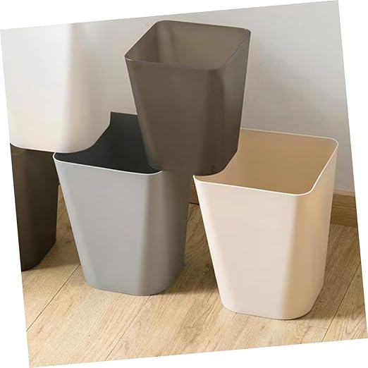 2pcs Large Capacity Trash Can Plastic Wastebasket for Office Home Hotel for Kitchen Bathroom Living Room Grey