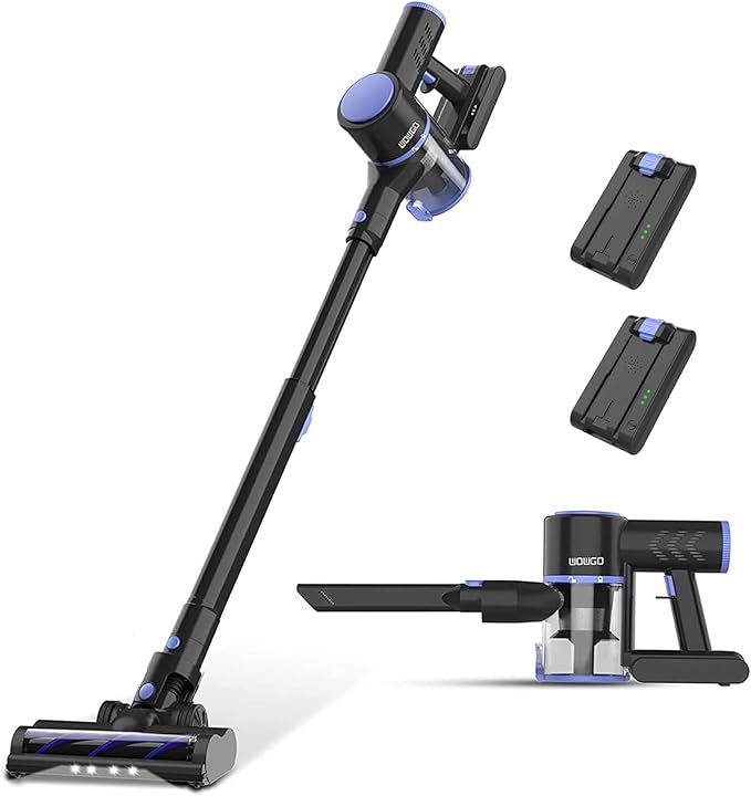 Cordless Vacuum Cleaner 4-in-1 Vacuum Cleaners for Home Handheld Vacuum Cleaner with 40 mins Runtime Stick Vacuum for Apartment Carpet Black 2 Batteries