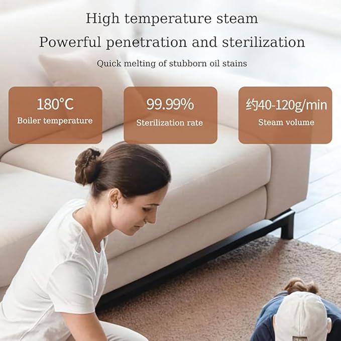 Handheld Steam Cleaner 1600w High-Pressure and High-Temperature Steam 3 Adjustable Speeds for Multi-Functional Cleaning 1200ml Large-Capacity Water Tank (Red)