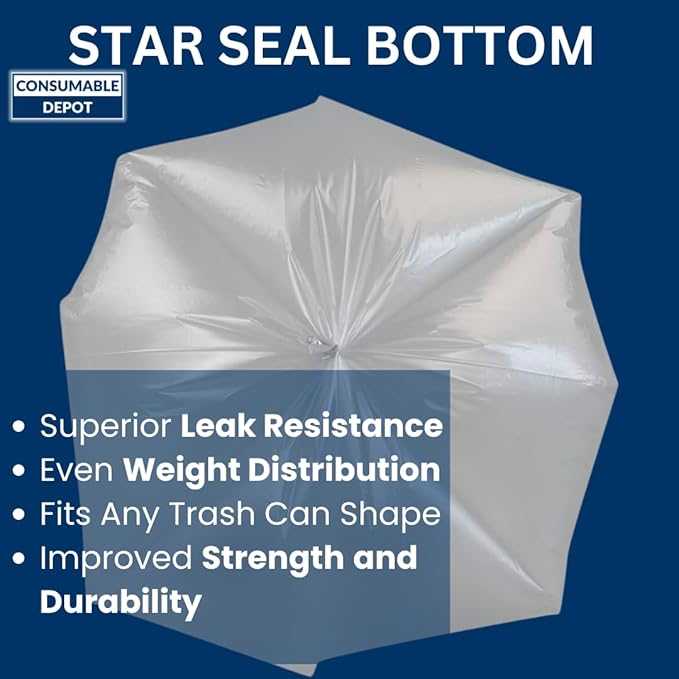55 Gal Trash Bags | 150 Count | 36 X 60 Clear Extra-Large Garbage Bags for Big Jobs