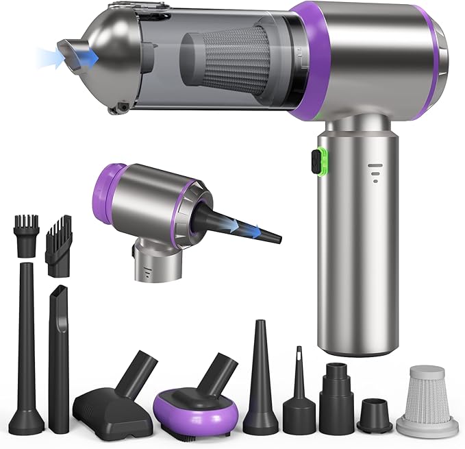 Car Vacuum Portable Cordless 22000PA High Power handheld Vacuum Cleaner with Brushless Motor11 in 1 Mini Hand Held Vacuum Cordless Rechargeable Air Duster/Blower/Pump for Car Home Pet Office