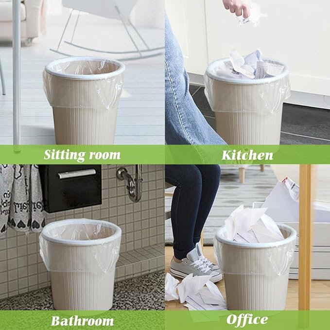 5 Gallon 330 Counts Strong Trash Bags Garbage Bags by Teivio Bathroom Trash Can Bin Liners Plastic Bags for home office kitchen Clear