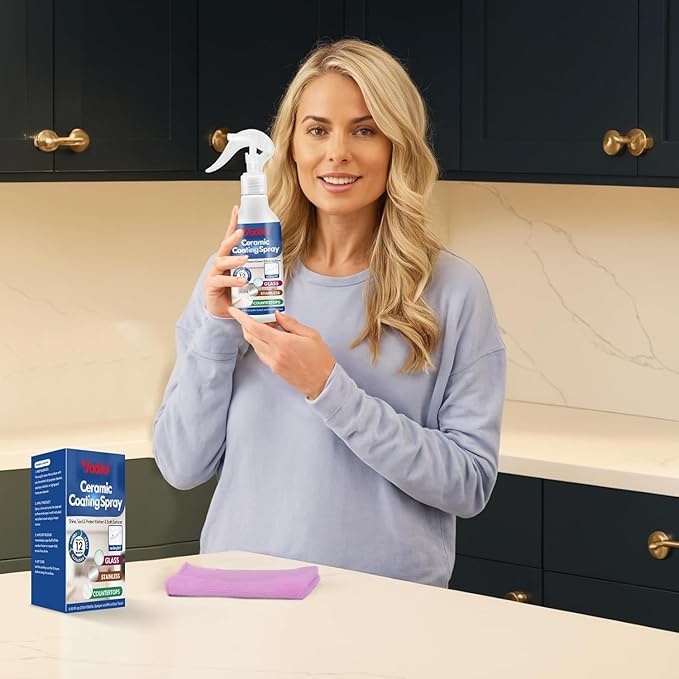 Home Ceramic Coating Spray Kit - Shine Seal &amp Protect Kitchen &amp Bath Surfaces High-Gloss Repels Stains &amp Grime Effective - Great for Stainless Steel Sinks Countertops Glass and More