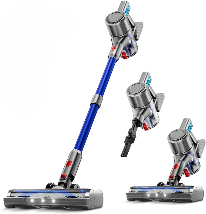 KIKETECH Vacuum Cleaners for Home Car Hardwood Floor 60KPA Carpet and Pet Hair. Anti-Hair Entanglement and Dust Filtration Technology. Lightweight one-Handed Handheld (Blue)