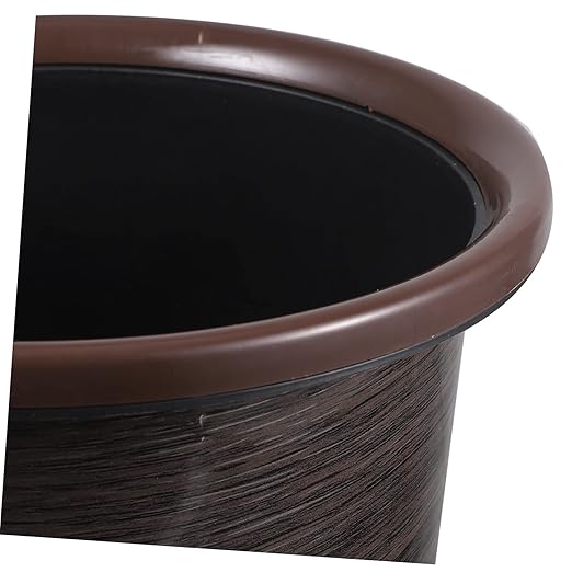 PRETYZOOM 2pcs Vintage Wood Grain Waste Baskets Practical Round Trash Containers for Home Thickened Material Stylish Design Easy to Clean
