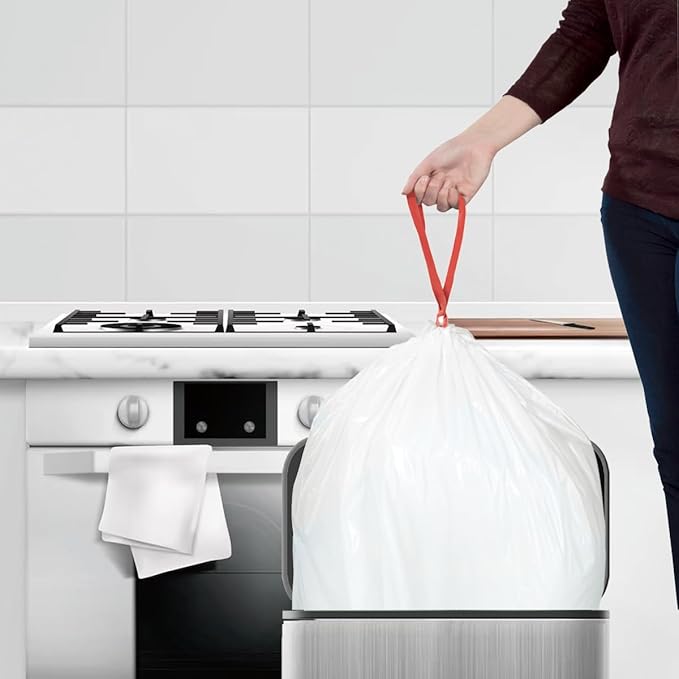 Trash Bags 8-10 Gallon Drawstring 120 Count Multifold Roll Garbage Bags Large Kitchen Trash Bags Odorless &amp Heavy Duty White Plastic Food Scrap Bags for Bathroom Bedroom Office Waste