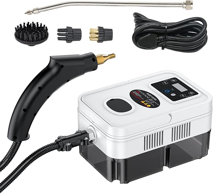 Handheld Steam Cleaner 1800W High Power 105C High Temperature 3Bar Pressure 1200ml Water Tank 6 Levels Adjustable for Sofa Window Glass Kitchen (US Plug)