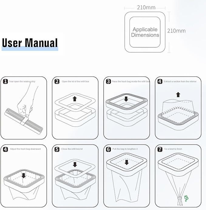 6 Pack Trash Bag Refill Rings for Self Sealing Smart Trash Can Replacement Waste Bags Supports Approximately 180 Uses Compatible for T1/T1S/T Air