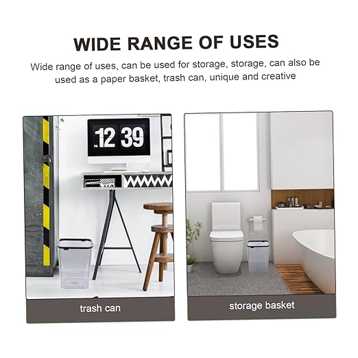 Square Trash Can Small Wastebasket for Bedroom and Bathroom Lightweight Plastic Garbage Container Modern Design for Home and Office