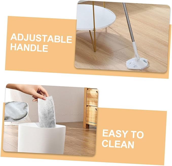 SECFOU Electrostatic Dust Mop with Rotatable Long Handle Flat Floor Sweeper and Dust Mop Pads Set Dry and Wet Cleaning for Indoor Household Floors with Facial Cleansing Paper Included