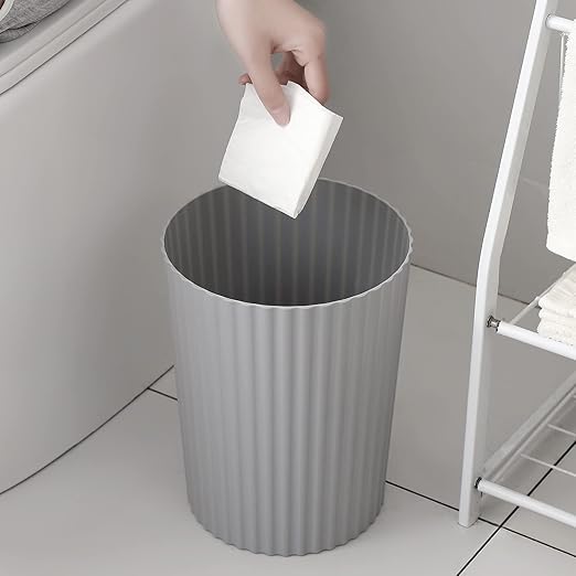 JiatuA Small Trash Can Plastic Wastebasket Garbage Container Bin for Bathroom Kitchen Under Sink Bedroom Home Office College Dorm Pink &amp Grey