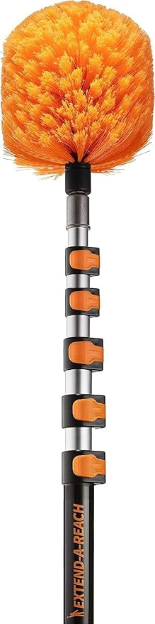 5-25 ft Cobweb Duster with Extension Pole // 30+ Foot High Reach Spider Web Cleaner Cobweb Brush for Outdoor &amp Indoor Web Cleaning // Lightweight &amp Sturdy Telescopic Pole // The Ultimate Dusti