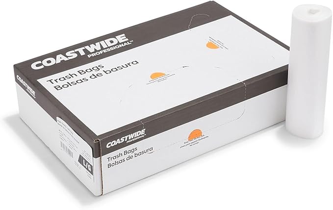 PROFESSIONAL Natural 40-45 Gallon Trash Bag High Density 12 mic 40-Inch x 48-Inch 250 Bags/Box
