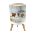 Bathroom Trash Can with Lid Farmhouse Decor Cow Pictures Red Barn Winter Snow Scene Rustic Home Garbage Bin Waste Basket for Kitchen Office Bedroom Decoration Diaper Pail 1.8 Gallon