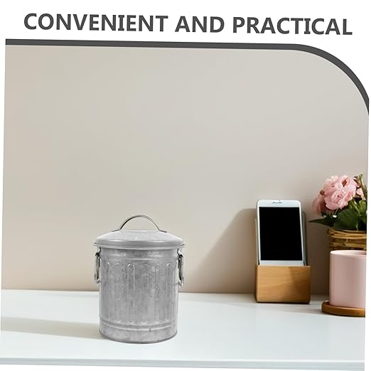 TEHAUX Small Bucket Shaped Garbage Can with Lid Creative Trash Bin for Home and Office Convenient Small Rubbish Wastebasket for Kitchen Bedroom Bathroom Farmhouse