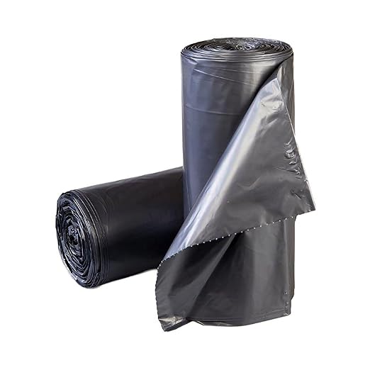 Inteplast Trash Can Liners Extra Heavy Plus Duty - Star-Sealed Bottom 1.1 mil - Gray 45 gal Capacity 38 in x 58 in