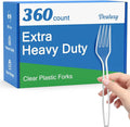 360 Count Extra Heavy Duty Clear Plastic Forks Disposable BPA-Free Heat Resistant Solid and Durable Disposable Forks Bulk Premium Plastic Forks heavy duty for Party Supply