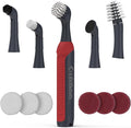 LifeBasis Rechargeable Power Scrubber 11-Piece Kit Cordless Electric Cleaning Brush IPX7 Waterproof Electric Grout Brush for Home Kitchen Bathroom Grout Tile Shower Tub Red