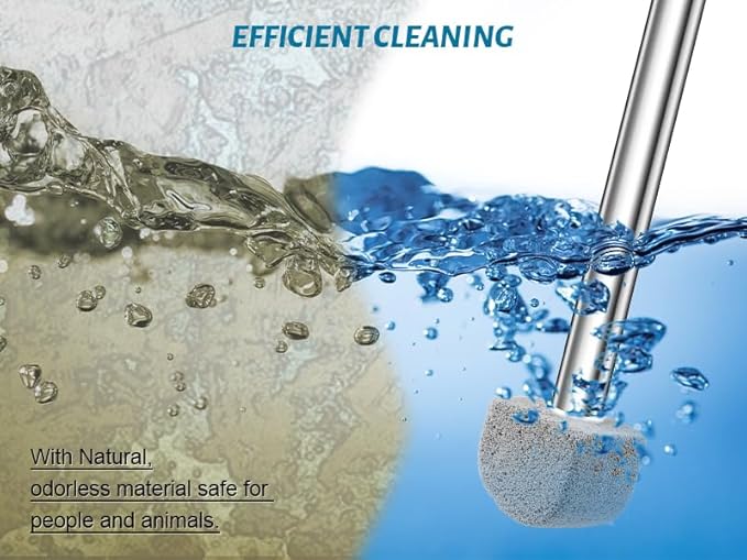 Pumice Stone Toilet Bowl Cleaner Toilet Deep CleaningBathroom Cleaner Brush with Long Handle for Remove Hard Water Stains with Toilet Handle+ Pumice Stones