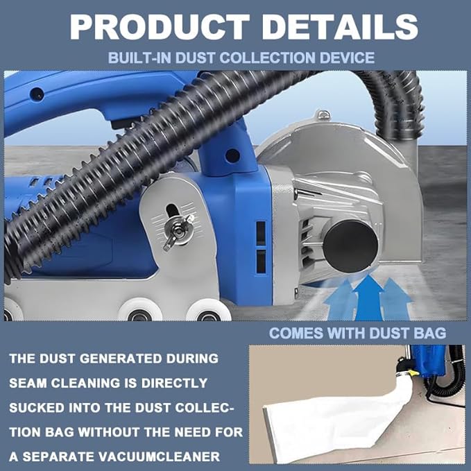 Tile Joint Cleaner - 1200w Electric Tile Seam Cleaning Machine with 9000 RPM Built-in Dust Collection for Efficient Tile Gap Cleaning for Caulking Agent B