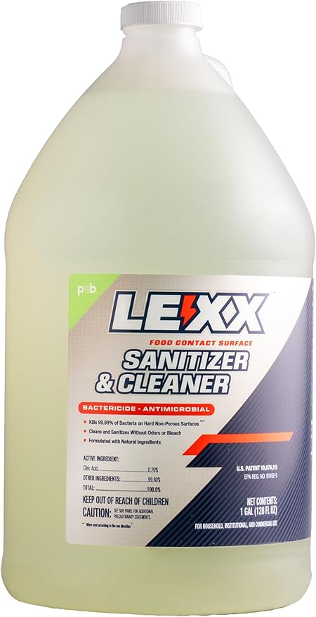 LEXX® RTU Liquid Food Contact Surface Sanitizer &amp Cleaner - EPA-registered and NSF-listed Category A1 D2 Sanitizer Formulated with natural ingredients powered by Citric acid. No Rinse Required!