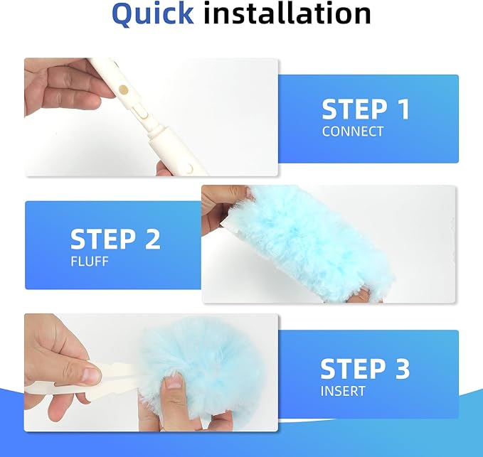 50 Count Duster Refills 360° Heavy Duty Duster Refills Kit Compatible with Swiffer Duster Disposable Microfiber Feather Dusters for Cleaning Home