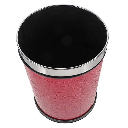 Luxshiny Large Leather Wastebasket Round Trash Can for Office Home Kitchen and Hotel Rubbish Bin with Modern Design and Sturdy Structure