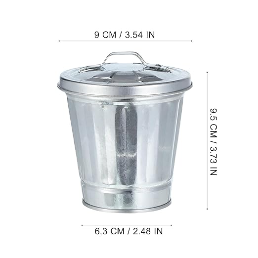 3Pcs Mini Metal Trash can with Lid 3.74X3.54X3.54In Small Desktop Waste Bin Flowerpot for Home Office Storage Organization