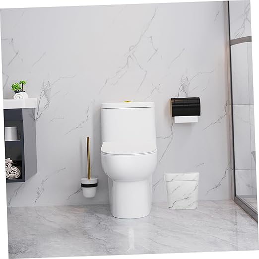 OUNONA Marble Trash Can Bathroom Decorative Waste Basket Small Trash Can for Bathroom