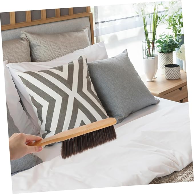 4pcs Wooden Hand Broom Handle Dust Brush for Deep Cleaning Beds Sofas and Furniture Efficient Upholstery Tool for Household Chores