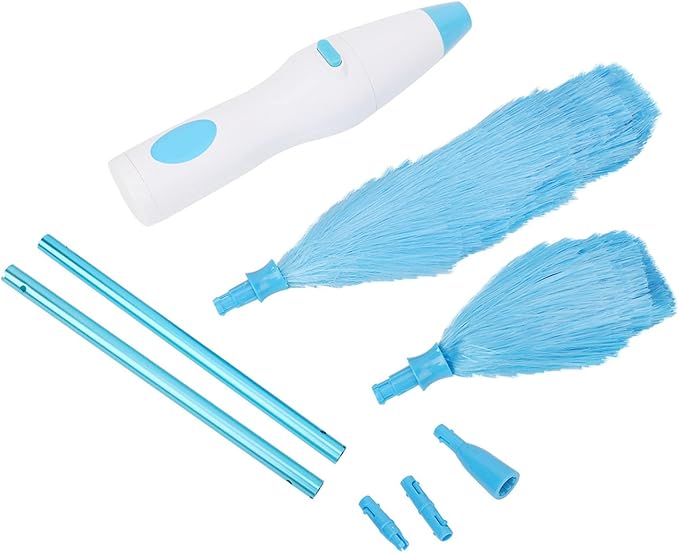 180° Bendable Electric Duster Tool with Pole for Any Shape Furniture Long Lifespan Window Fan Cleaner Pet Hair Duster