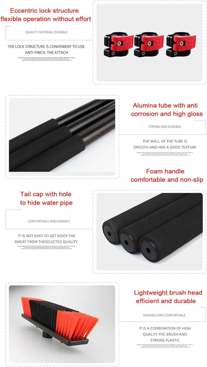 Water Fed Pole Kit3.6M-10.8M Window Cleaning Brush w/Water Fed Telescopic Brush/Brush Window and Solar Panel Cleaning Windows Cleaning &amp Washing Tool3.6M/12FT
