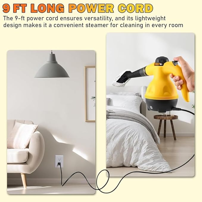 Handheld Steam Cleaner Multipurpose Portable Pressurized Steam Cleaner for Couch Clothes Mattress Car Seats Kitchen US Plug