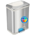 iTouchless 13 Gallon Automatic Step Sensor Trash Can with Odor Control System Stainless Steel Kitchen Pedal Touchless Garbage Bin White